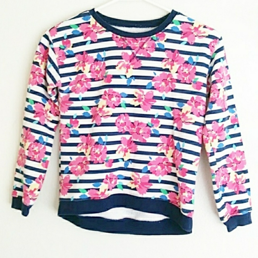 Childrens Place girls floral striped sweatshirt Size Large 10-12